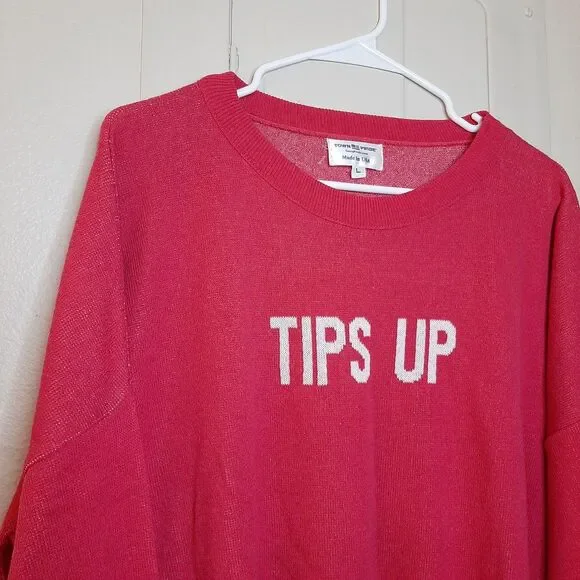 Town Pride Sweater Pink Women Size L "Tips Up" Ski Oversize Drop Shoulders USA - Picture 7 of 13